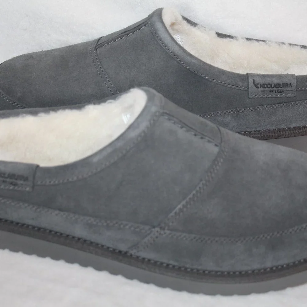 NIB UGG KOOLABURRA MEN'S SUEDE‎ FUR SLIPPERS GRAY
